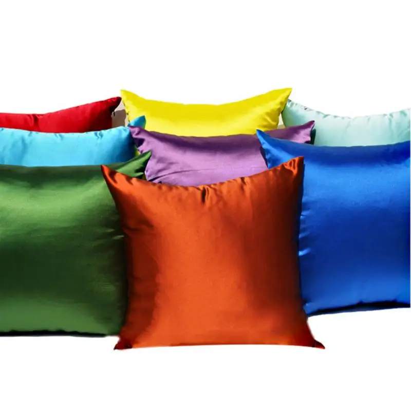 1PC Solid Color Cushion Cover Smooth Silk Pillows Throw Pillow Case 45*45 Decorative Nordic Living Room Sofa Decoration | Дом и сад