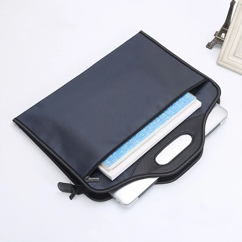 Waterproof Business Briefcase A4 Document Storage Bag Men's Large Capacity Workbag Office Travel Cell Phone Card Organize Tote