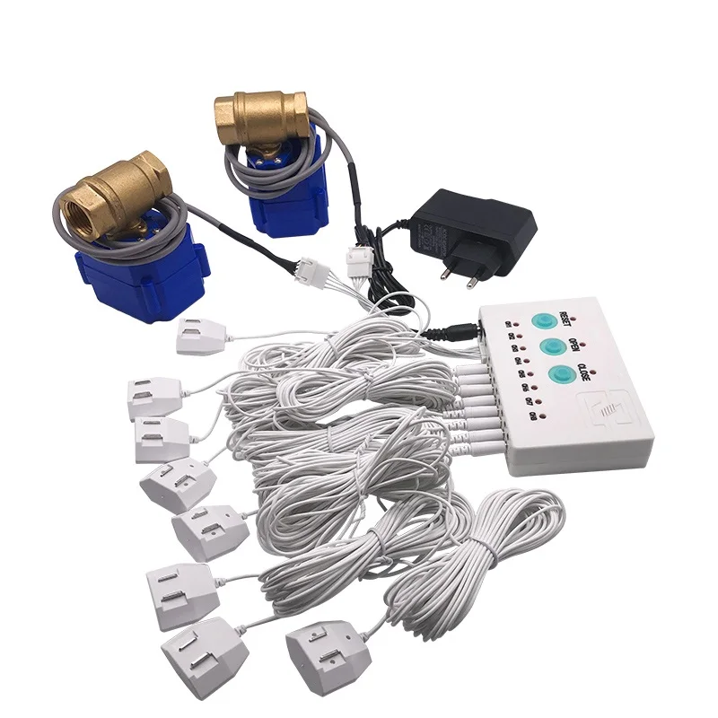 

Water Leakage System DN15 / DN20 / DN25*2pcs Valves and 8pcs Six Meters Water Sensor Cables for Overflow Detecting