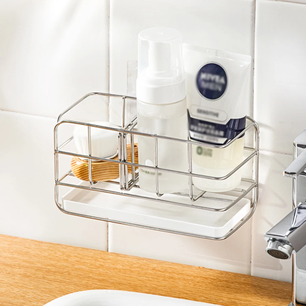 

Sponge Holder Racks Stainless Steel Multifunctional Kitchen Sponge Drain Shelf Organizer Tray Kitchen Storage Racks Dryer Tray