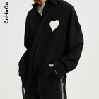 Новые осенние изделия свободного кроя в Корейском стиле любовь Пелерина футболка с длинными рукавами для мужчин M6-BC-1828