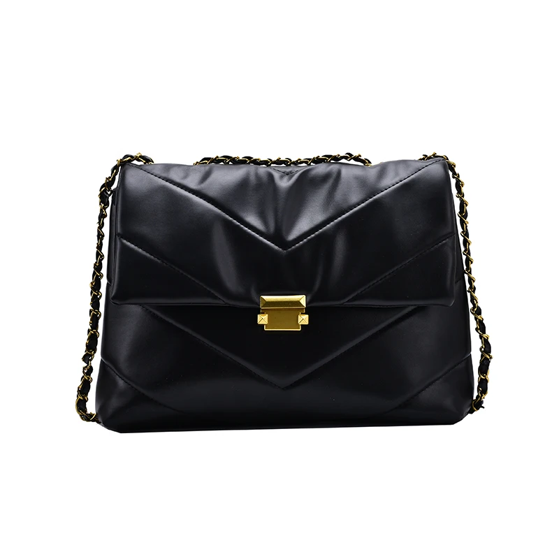 

Large Vintage PU Leather Crossbody Bag for Women 2021 Branded Chain Purses And Handbags Women's Hand Bag Quilted Shoulder Bags
