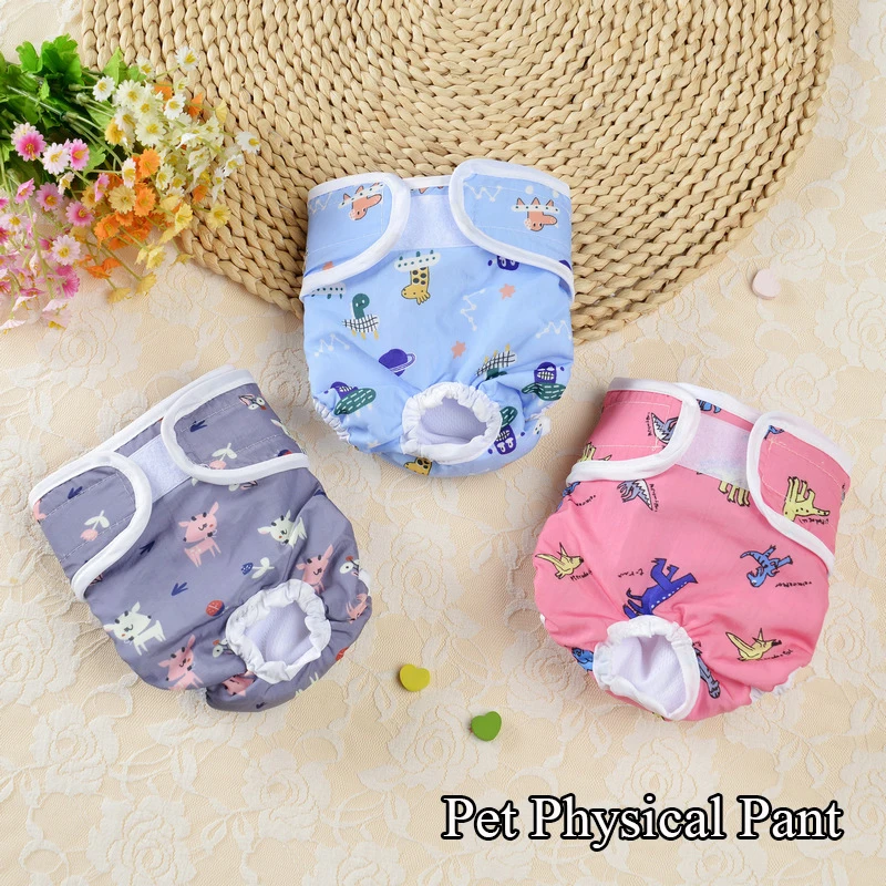 

Female Dog Physiological Pants Cartoon Printed Dog Sanitary Diapers Breathable Washable Puppy Briefs Physiological Pants