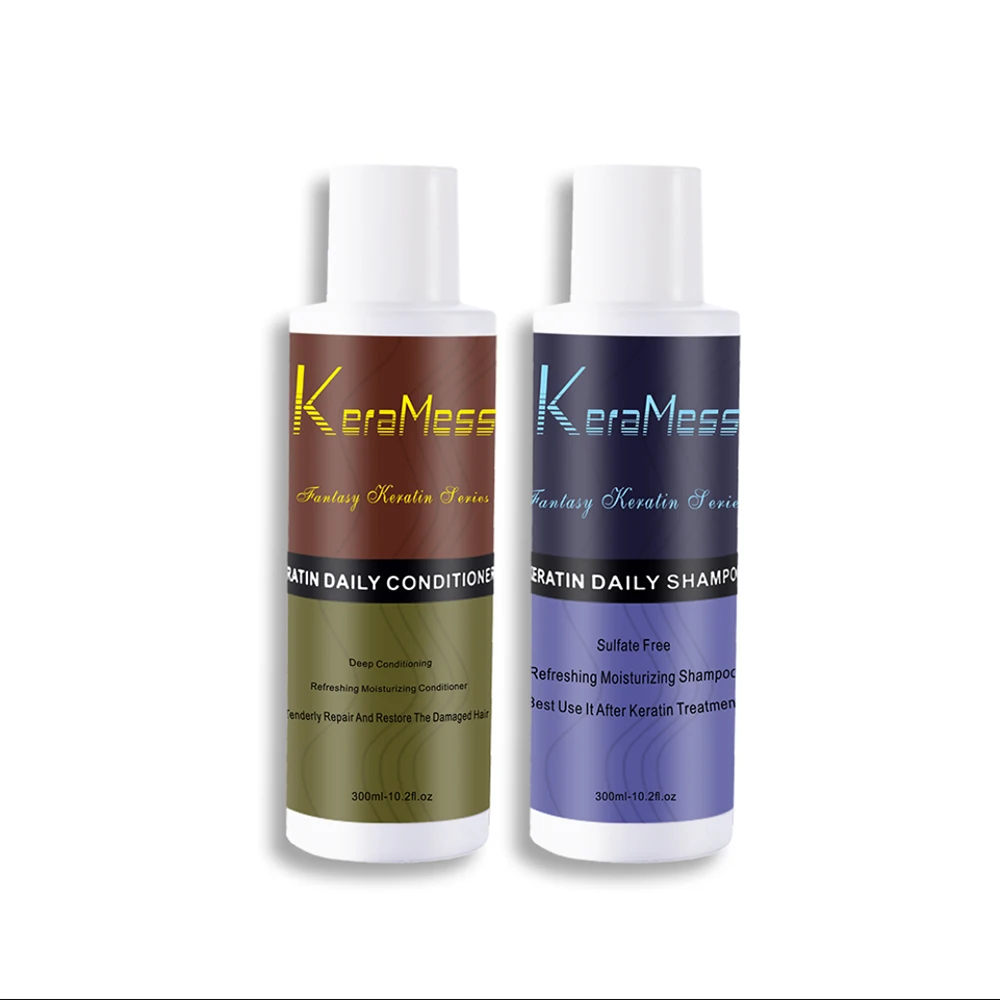 KeraMess Natural Shampoo And Conditioner For Hair Sulfate Free Collagen Keratin Treatment Repair Straightening Moisturizing