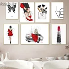 Модный абстрактный настенный художественный принт сексуальная девушка холст постер Косметика настенная живопись помада принты настенные картины декор для гостиной