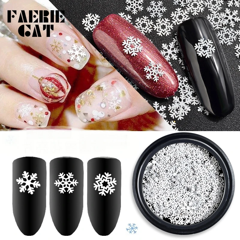 

1 Box Ultra-thin Christmas 3 Different White Snowflake Slice Sequins Mixed Decals DIY Manicure 3d Nail Art Decorations