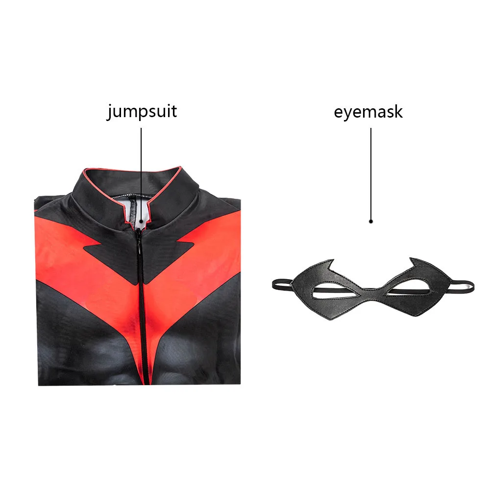 

Kids Bat The Judas Contract Nightwing Jumpsuit Cosplay Costume For Children Halloween Masquerade Party Bodysuit