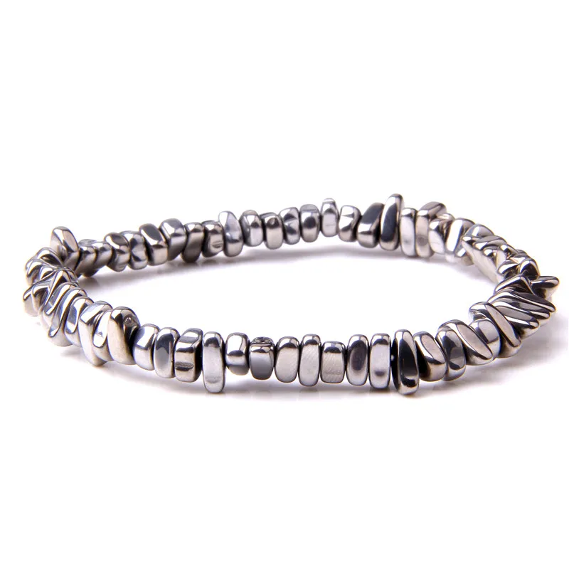 

Fashion Irregualr Natural Hematite Stone Beads Bracelet MenRound Yoga Healing Beads Bracelet for Women Men Energy Jewelry Gifts