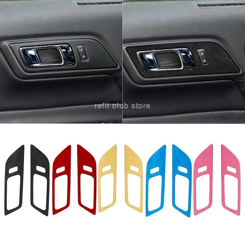 

Suede Fluff Inner Door Handle Bowl Decorative Frame Car Stickers For Ford Mustang 2015-2021 Interior Modified Accessories