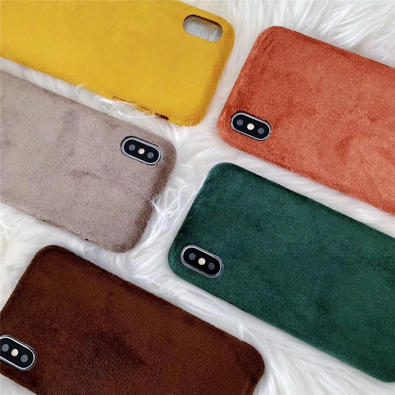 

Fluff Phone Case for Iphone6/7/8/SE/7P/8plus/XS/X/Xs Max IPhone11/12 Pro/Pro Max Shockproof Back Solid Color Cover Telefonkasten