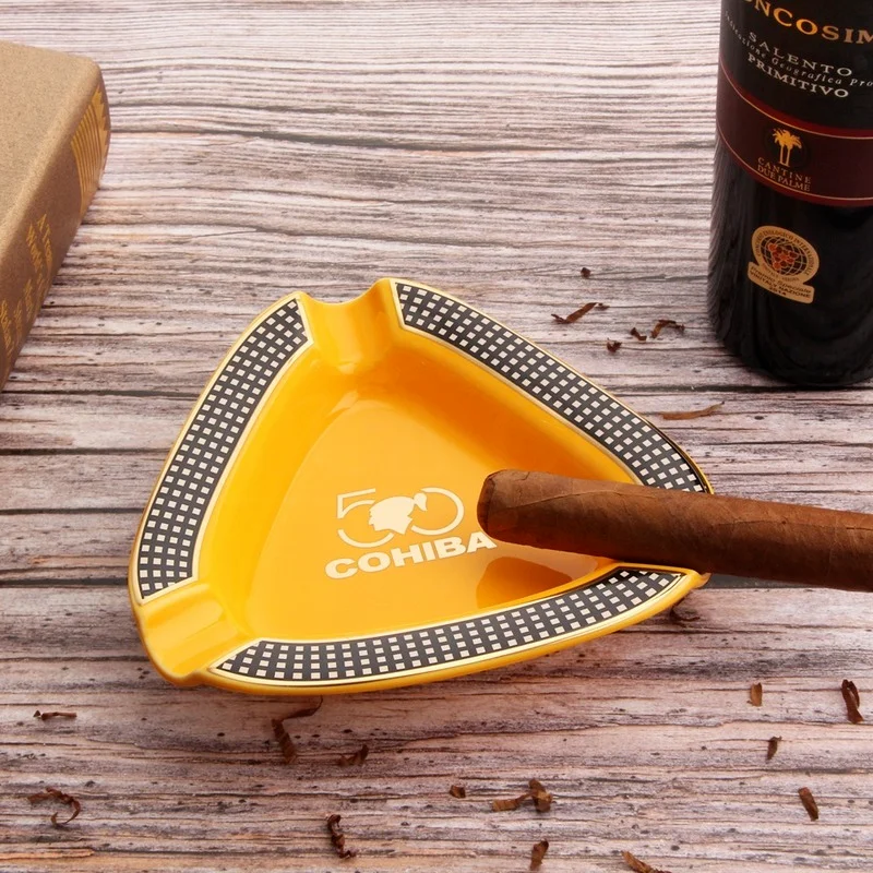 

COHIBA Cigar Gadgets Home Cigar Ashtray Portable Ceramic 3 Cigars Ash Tray Tobacco Cigarette Ashtrays Holder