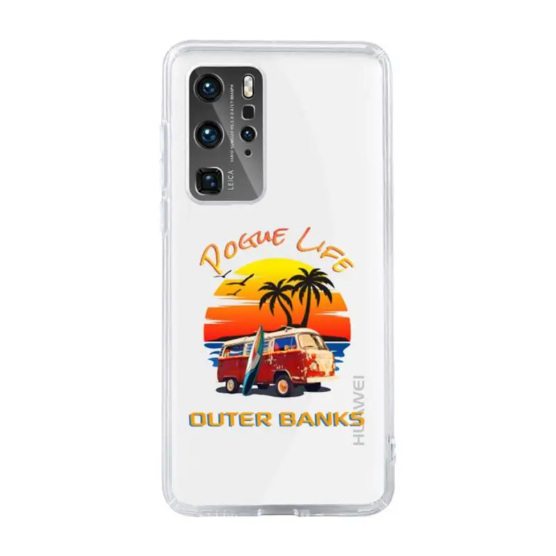 

Outer Banks Livin The Pogue Life Phone Case Transparent For Huawei MATE P 40 30 20 10 pro plus lite X 5G Soft Clear Mobile bags