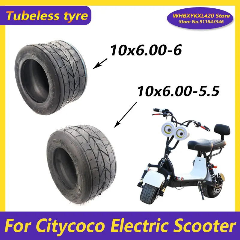 10 Inch Widened Tire 10x6.00-6 10x6.00-5.5 Tubeless Tire for Little Citycoco Electric Scooter Modification Accessories Parts
