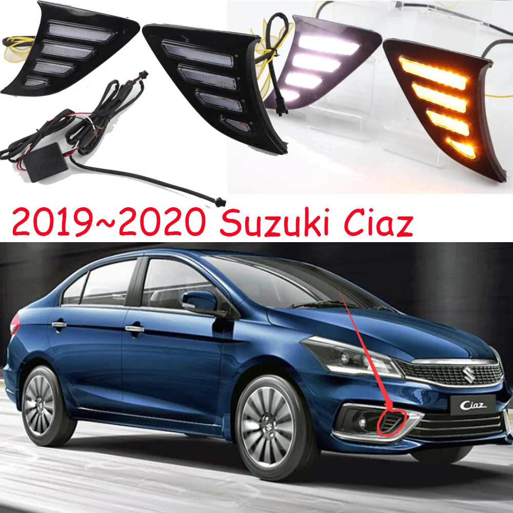 Видео дисплей~ года для Suzuki Ciaz Дневной светильник автомобильные аксессуары светодиодный DRL головной светильник для Suzuki Ciaz противотуманный светильник