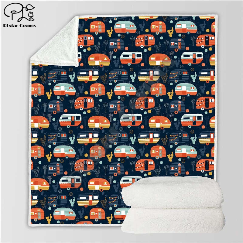 

Retro Hippie Bus Hippie Peace & Love Blanket 3D print Sherpa Blanket on Bed Kids Girl Flower Home Textiles Dreamlike style-13