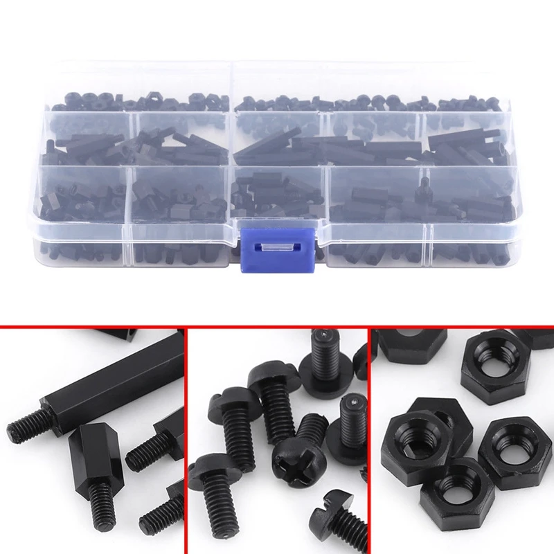 Набор пластиковых нейлоновых промежуточных винтовых гаек M3 250 шт.|Детали