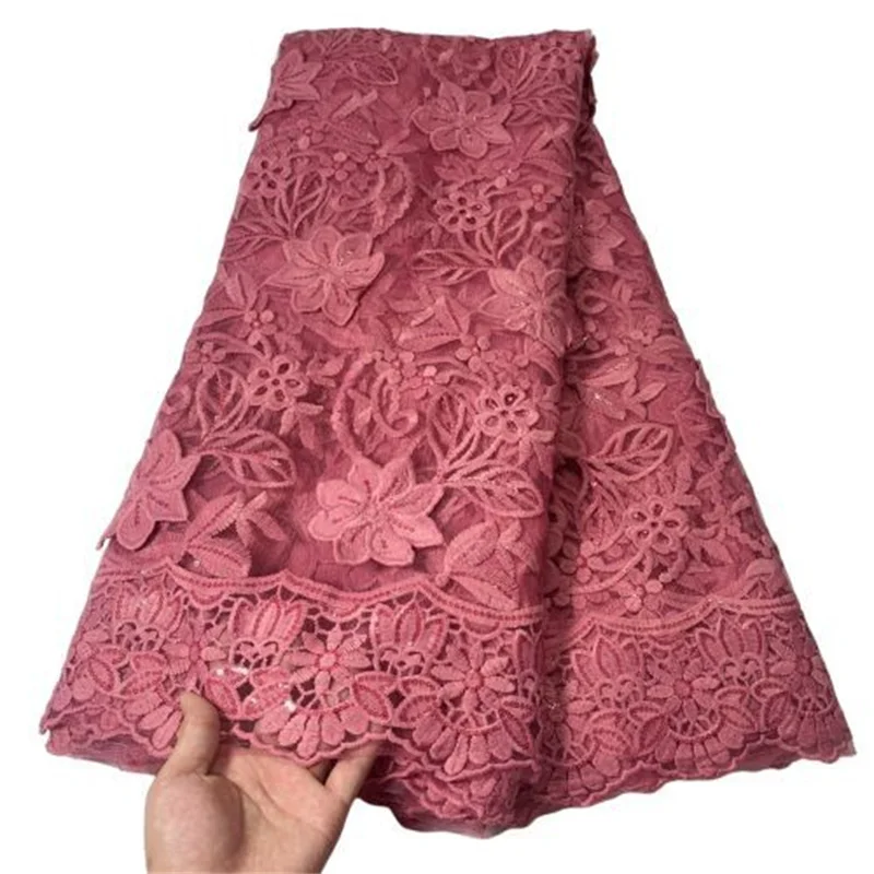 

African Sequins Lace Fabric 2022 Pink High Quality Eembroidery French Nigerian Lace Fabrics For Wedding Dress Sewing
