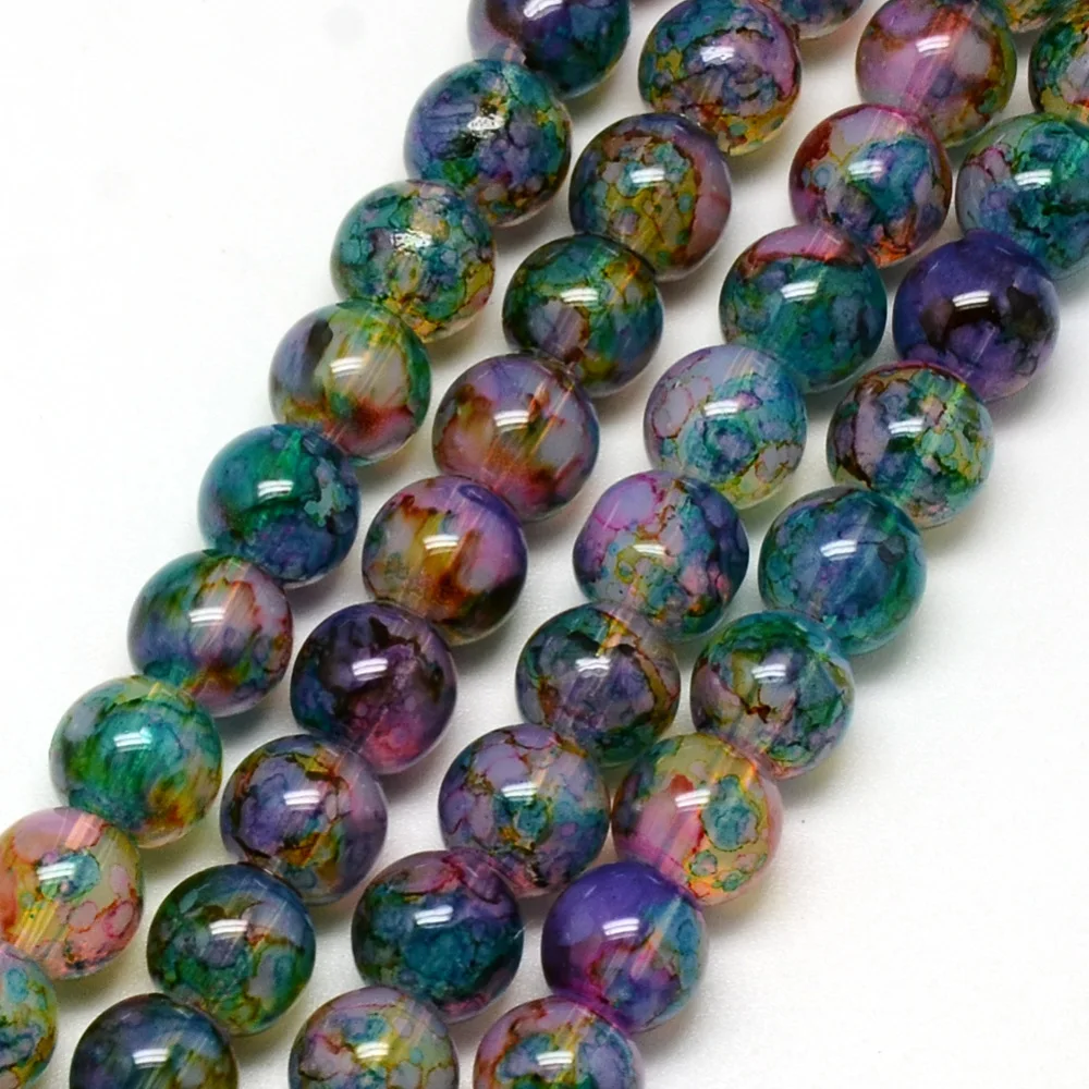 

80 PCS /strand Baking Painted Glass Beads Strands Imitation Round Sea Green 10mm Hole: 1.3~1.6mm about 80pcs/strand 31.4 inch