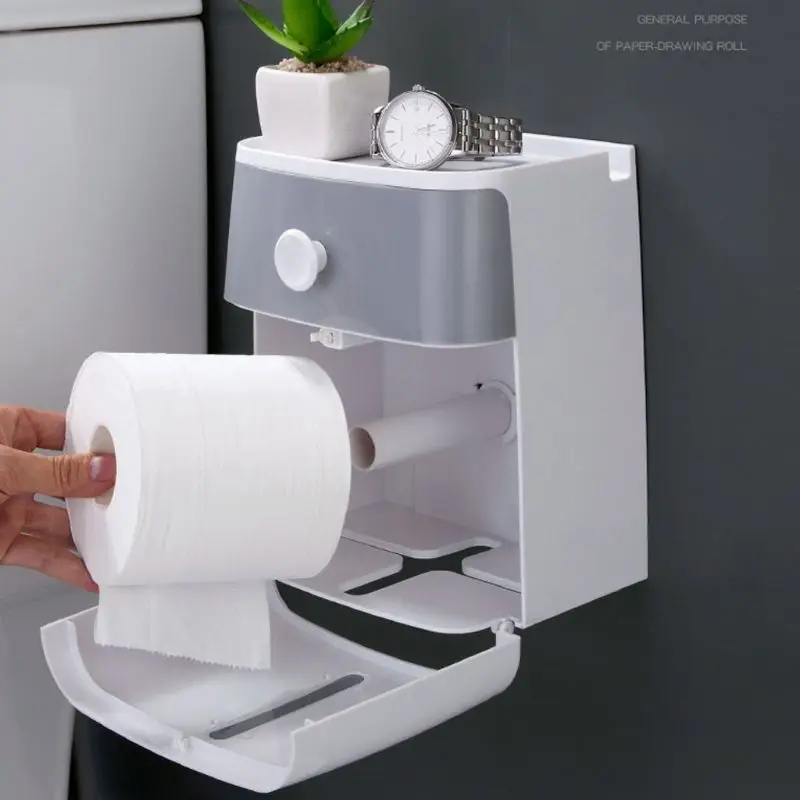 

Bathroom Waterproof Tissue Storage Box Toilet Paper Roll Holder Wall Mount