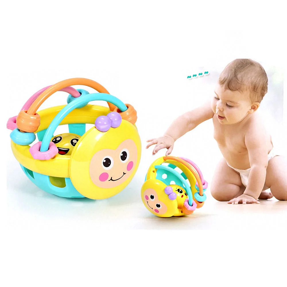 1pc Soft Rubber Cartoon Bee Musical Rattles Toddler Development Educational Toys Interactive Rattle Baby Bed Mobile Music