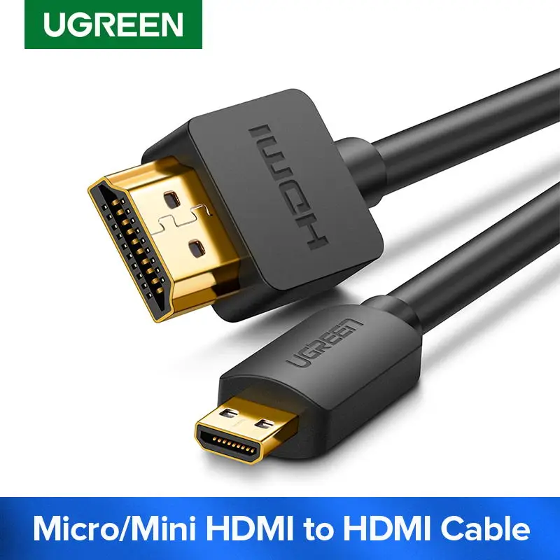UGREEN Micro HDMI to HDMI Cable 4K 60Hz Adapter Ethernet Audio Return for GoPro Raspberry Pi4 Micro HDMI Cable 4K Male to Male