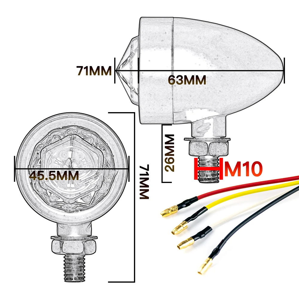 

Indicator Lamp Light Universal 1 Pair Retro Bullet Diamond Black Motorcycle Turn Signal LED Blinker Light