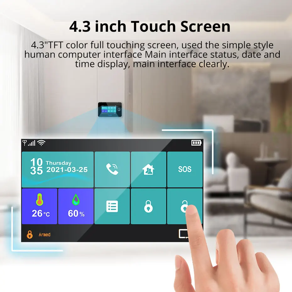 TOWODE Fingerprint Arm Disarm Alarm System WIFI GSM Home Security Tuya Smart App Remote Control Kit With HD Outdoor Camera | Безопасность