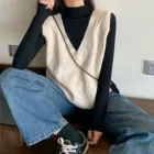 40 # классические Свитера без рукавов, женский жилет, вязаный свитер, топы с V-образным вырезом, вязаный однотонный жилет, Свитера 2021