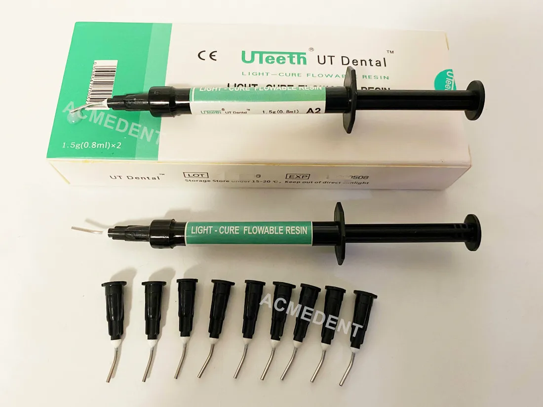 A2 UT Flow Composite Resin Dental Flowable Light Cure Curing 2Syringes Black Syringe Delivery Tips Replacement | Красота и здоровье
