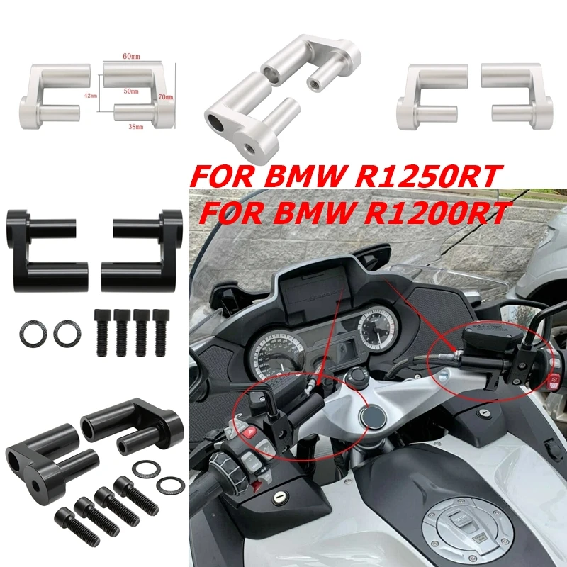 Aluminum Motorcycle Adjustable Handlebar Risers Kit 1.625" Back Move Mount Clamps For BMW R1200RT R1250 RT ABS Premium Standard