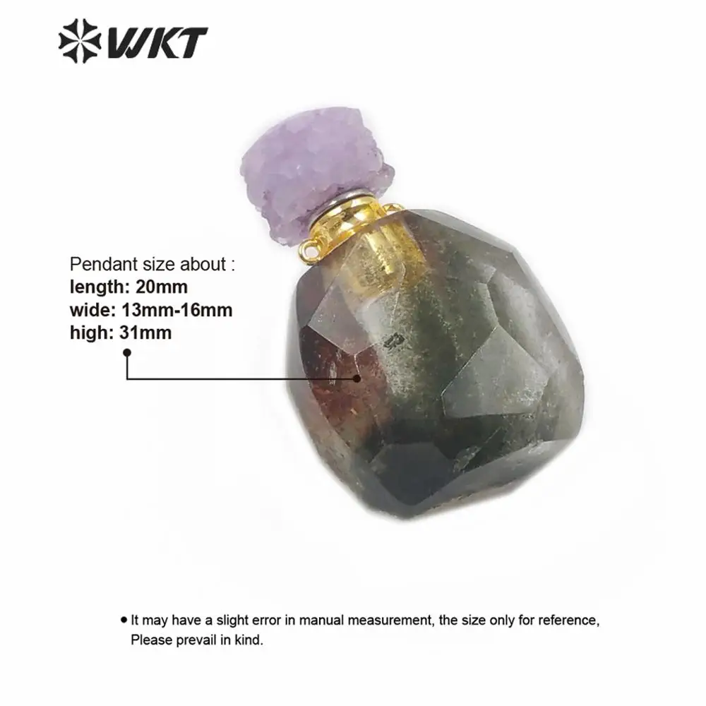 Подвеска с двойным круглым крючком из золота WT-P1484 пробы натуральным камнем