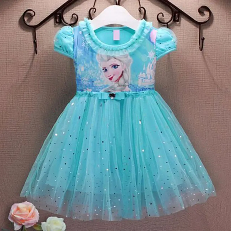 Платья для девочек летняя брендовая одежда малышей платье принцессы Анны и Эльзы