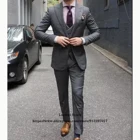 Классические Серые Мужские костюмы, повседневный Официальный Тонкий деловой Блейзер, винтажный Свадебный костюм для жениха, комплект из 2 предметов, Terno Masculino (пиджак + жилет + брюки)