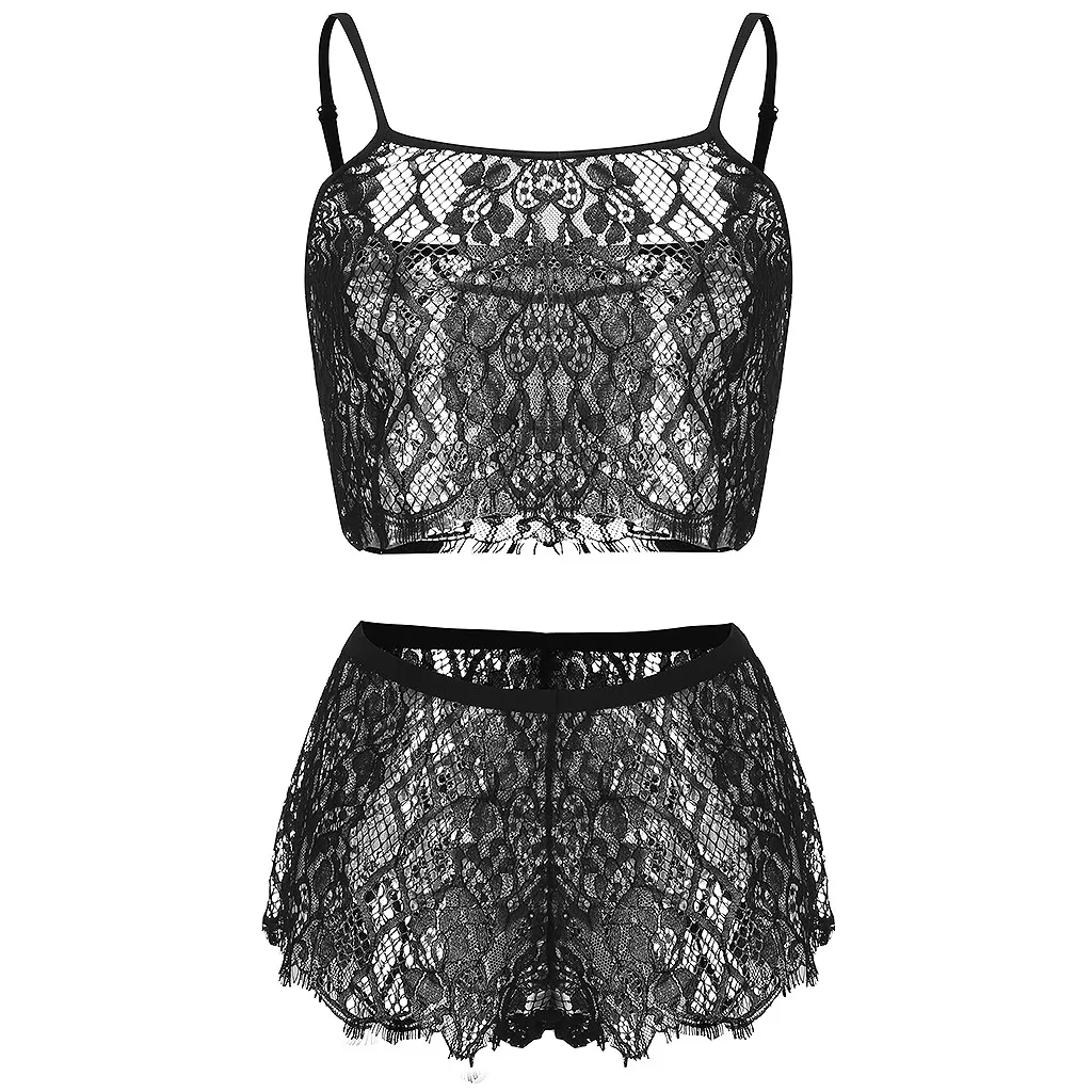

S-4XL Plus Size Erotic Underwear Porno Lace Women Sexy Lingerie Set Femme Top Shorts Transparent Chemise Babydoll Sexy Costumes