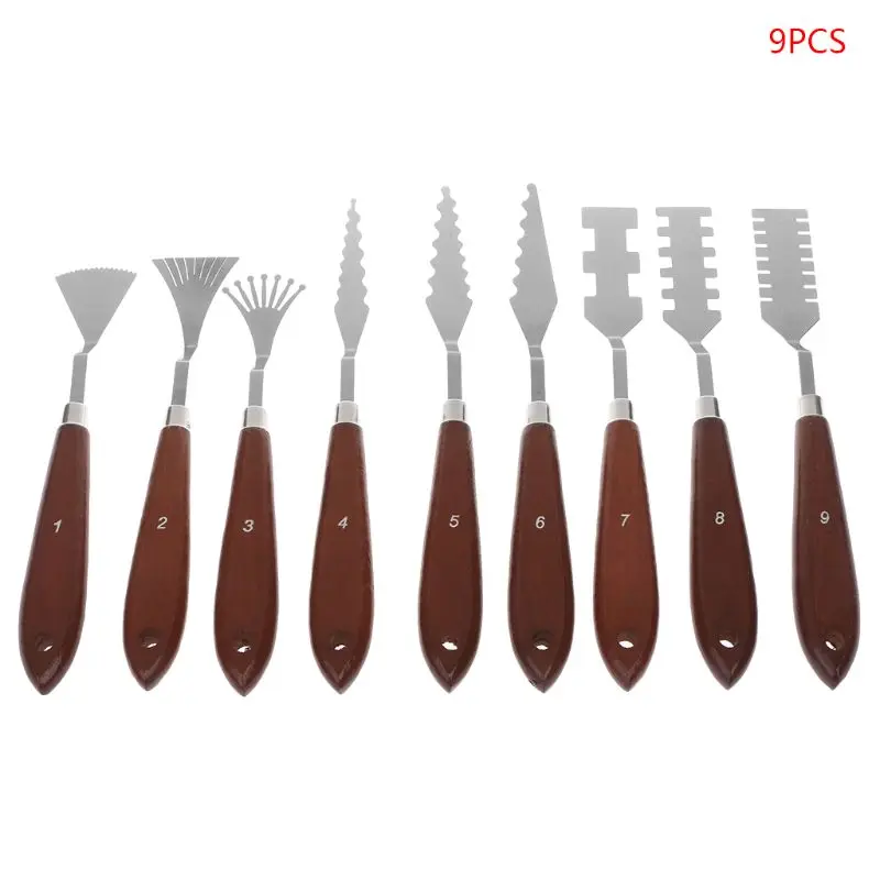 

9pcs/set Professional Stainless Steel Artist Oil Painting Palette Knife Spatula Paint Pallet Art E56C