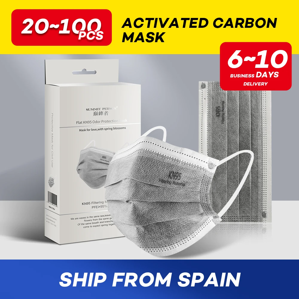 

20 - 100 Pcs Activated Carbon Safety kn95 Masks for Adults Masque Jetable Protective Dustproof Amazing Masks Easily Carry Usable