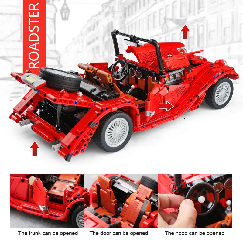 

CADA Jalopy Roadster Classic Car Creator Electric Cars Toys Model Building Blocks Bricks City Models DIY Toys For Children Boys