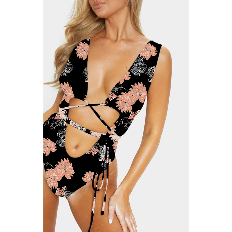 Сексуальный слитный купальник для женщин 2020 бандаж с высоким вырезом монокини