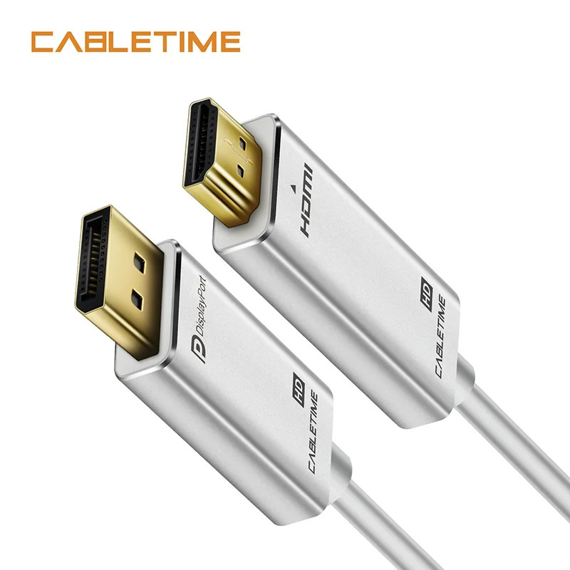 Cabletime DisplayPort-HDMI-совместимый кабель 4K30HZ DP-HDMI-совместимый M/M DisplayPort 1 2 для HDTV
