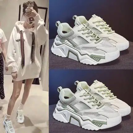 Baotou hole shoes female 2020 summer new heightened daddy thick bottom hollow breathable casual | Обувь