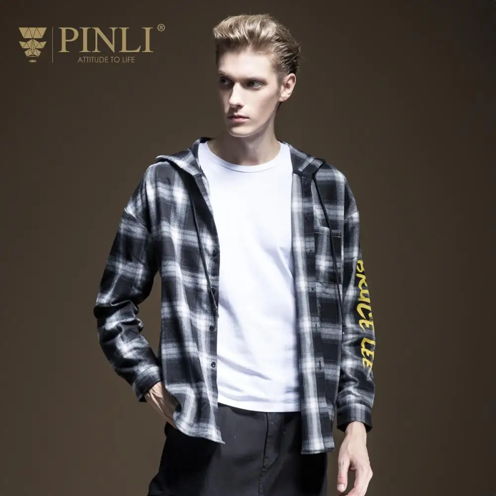 

Camisa Social Masculina Real Blusas Pinli Fall 2019 New Men's Wear Non-iron Chequered Hat Printed Long Sleeve Shirt B193213045