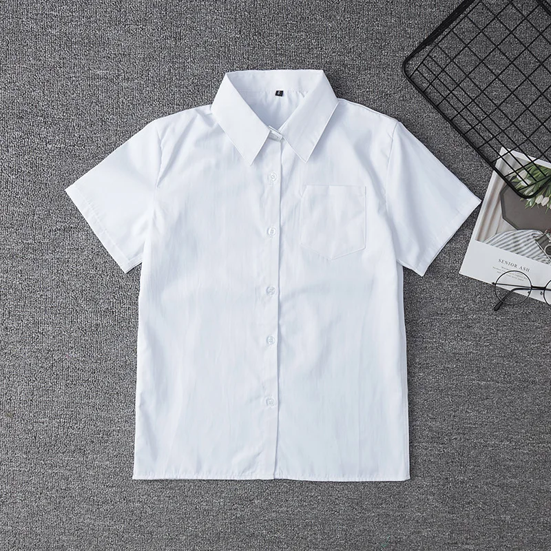 Camisa blanca de manga corta para estudiantes japoneses para niñas, uniformes de escuela secundaria, vestido escolar Jk, Top de talla grande, XS-5XL