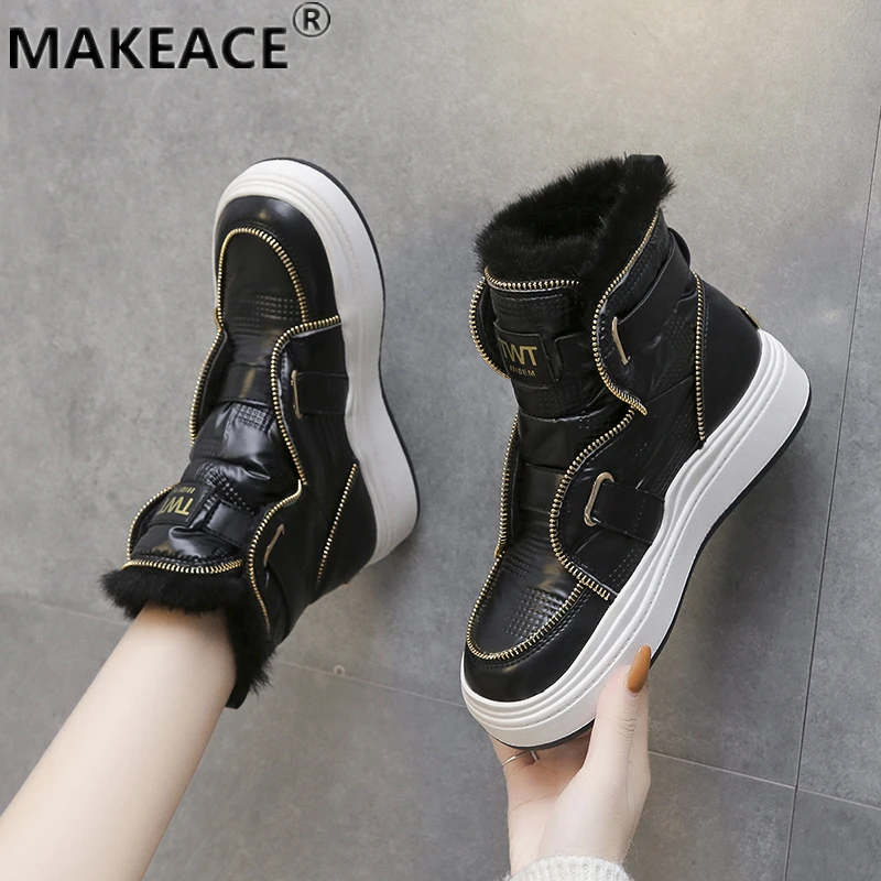 

Winter Women Boots Fashion Platform Boots Outdoor Leisure Snow Boots Soft Soles Bare Boots New Style Short Boots INS Women Shoes