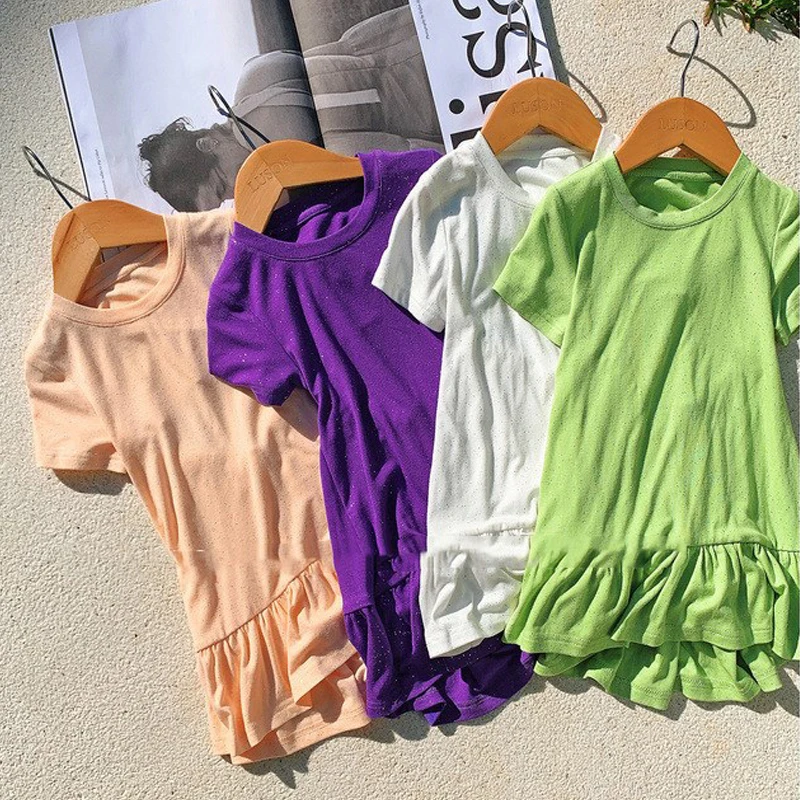 

Childens Clothes Girls Casual Dress 2020 Spring Summer New Girls Cotton Solid Color Short Sleeves Dress Fashion Princess Dresses