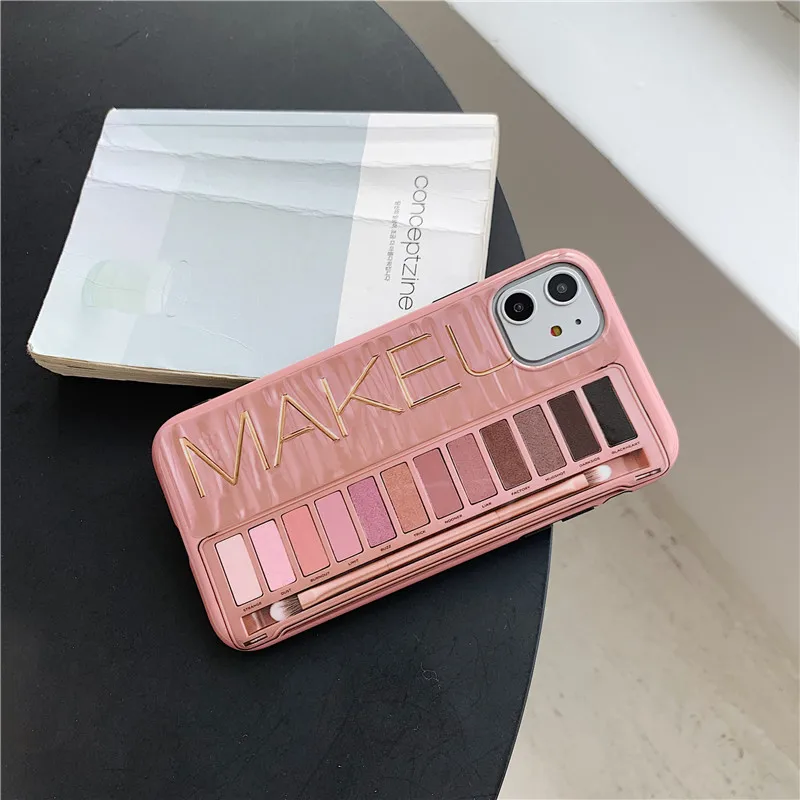 Роскошный сексуальный чехол для макияжа MAKEU eye shadow box для iPhone 6, 6s, 7, 8 Plus, X, XS, MAX, XR, 11 Pro, цвет телесного цвета, тени для век, чехол из розового золота