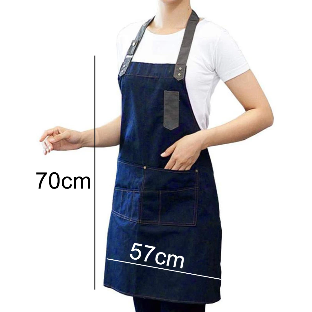 Новый Джинсовый фартук для женщин и мужчин с регулируемой кнопкой Карманный