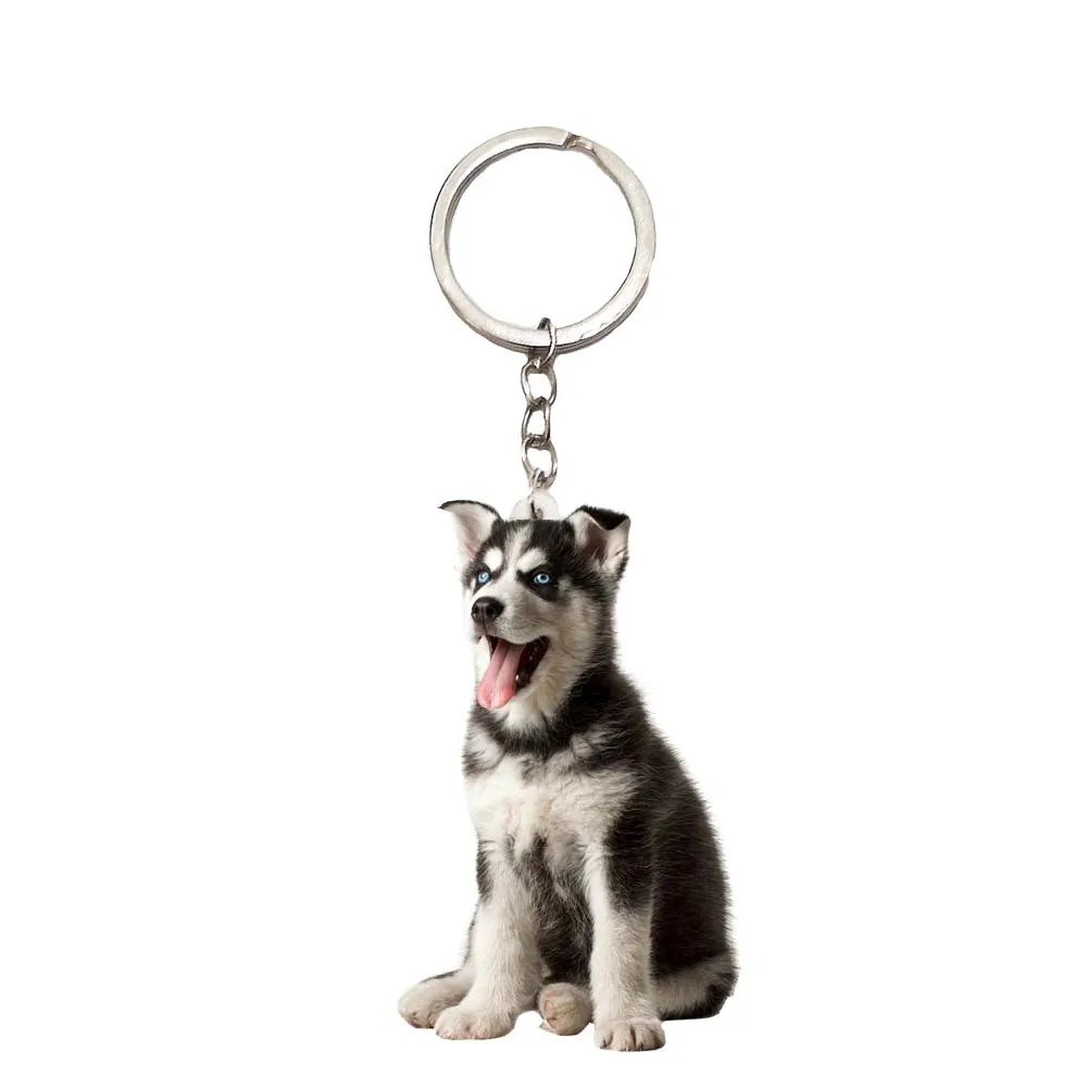 

Husky Dog Acrylic Keyring Animal Sit Dogs Keychain Men Car Key Chain Ring Best Friends Gifts for Women Keyring