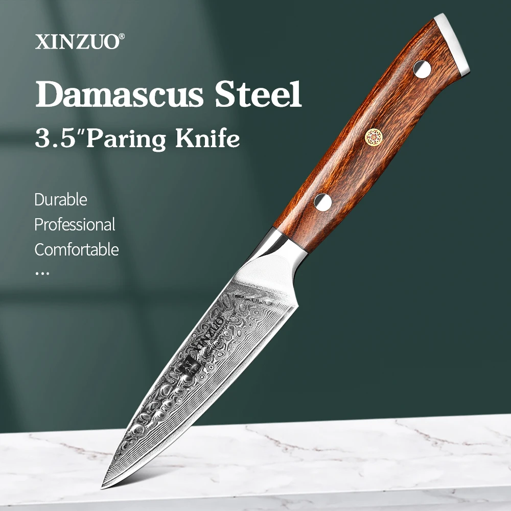 

XINZUO 3.5'' Inch Paring Knife VG10 Janpanse Damascus Steel 10Cr15CoMov Fruit Knife Peeling Vegetable Knife Kitchen Cooking Tool