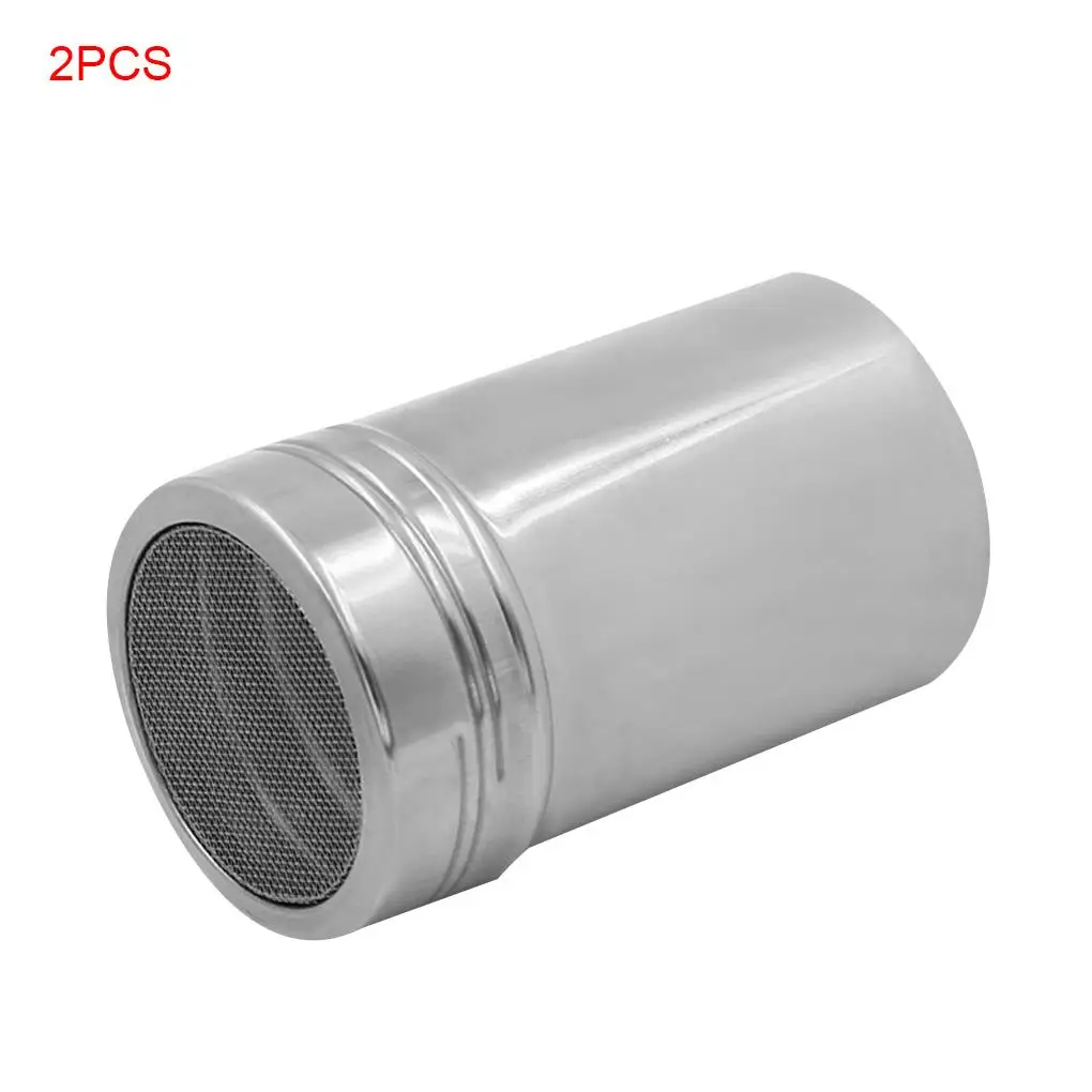 

2 PCS Stainless Steel Coffee Powder Dredger Icing Sugar Salt Shaker Cocoa Cinnamon Flour Mesh Sifter Sprinkler