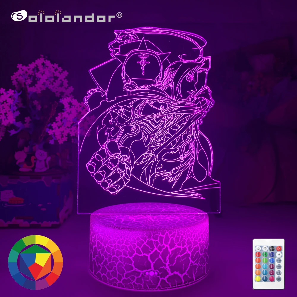 

Manga Fullmetal Alchemist Edward Elric Figure Night Light Led Color Changing Kids Bedroom Decorative Nightlight Usb Desk 3d Lamp